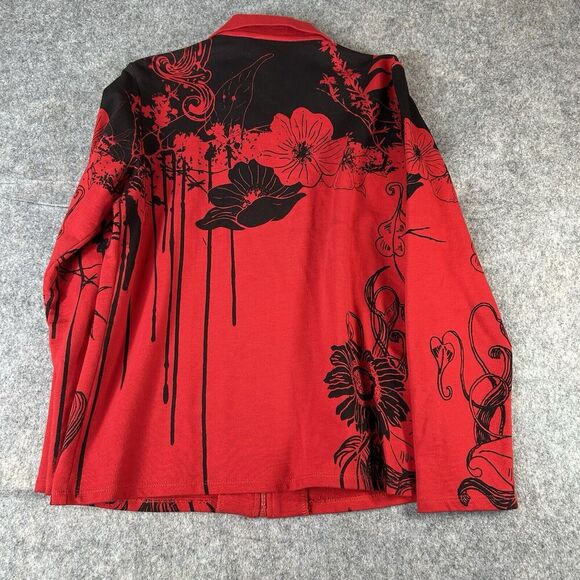 Jess & Jane Jacket Medium Rhinestone Zipper Canon Flower Floral Made In USA - Picture 6 of 8
